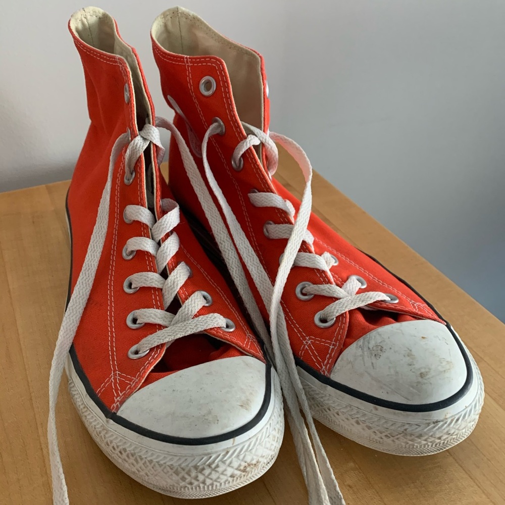 Bright Orange Converse High Tops